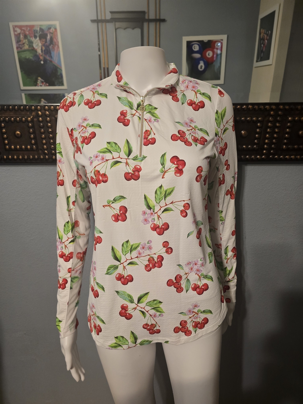 Long Sleeve Golf Mock Neck Quarter Zip Pullover. Sun Safe UPF 50+